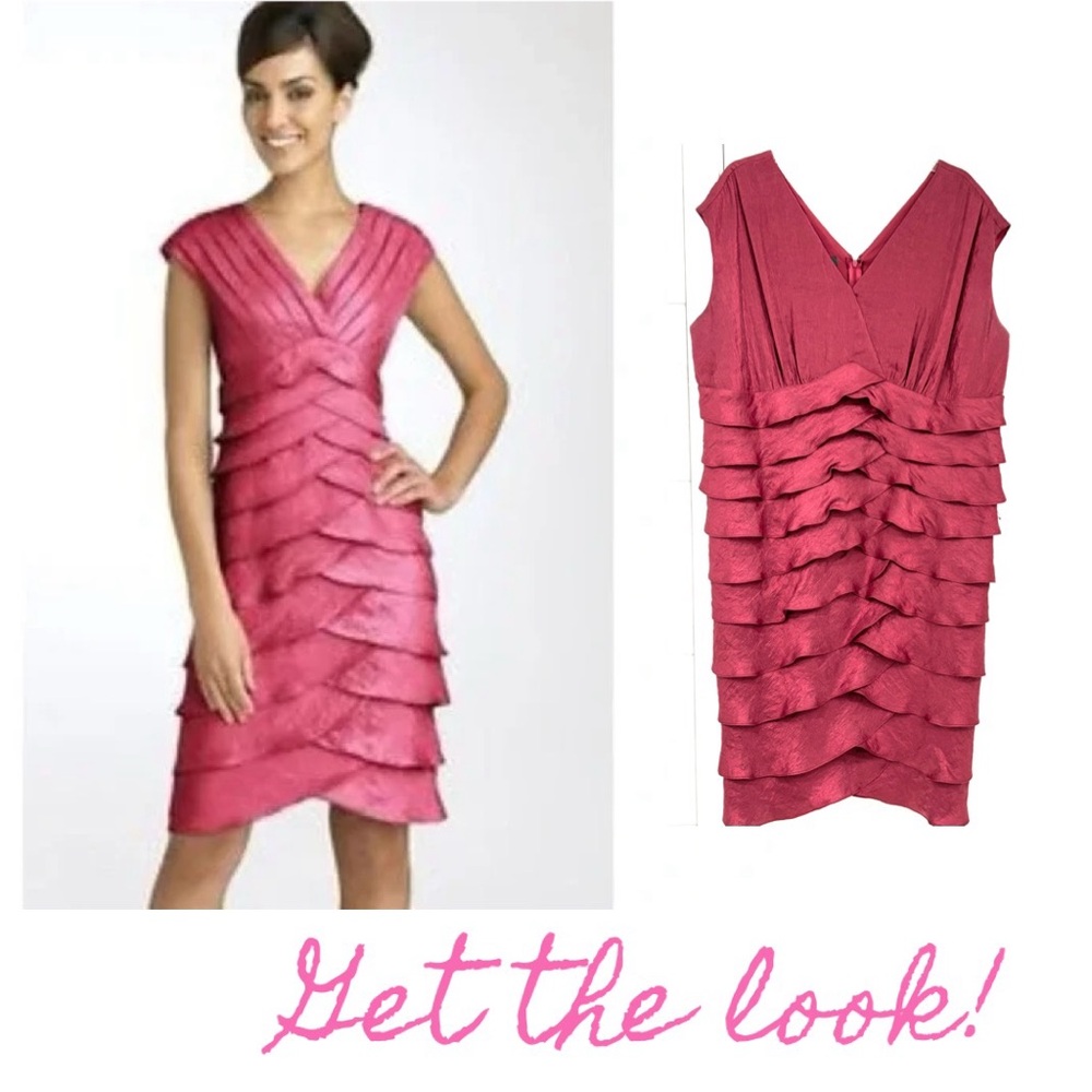 🎉HP!🎉Dressbarn Woman Collections pink crinkle taffeta tiered sleeveless dress